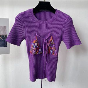 jacquemu 2023 SS Summer New Arrivals - Bikini Cropped Knit Top Short Sleeves